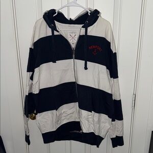 Men’s White and Navy Stripped Newport‎ Zip Up